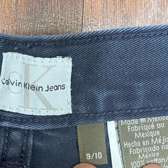 CALVIN Klein Khakis Womens Shorts Sz 9/10 Juniors Flat Front Blue Denim Short - Picture 8 of 9